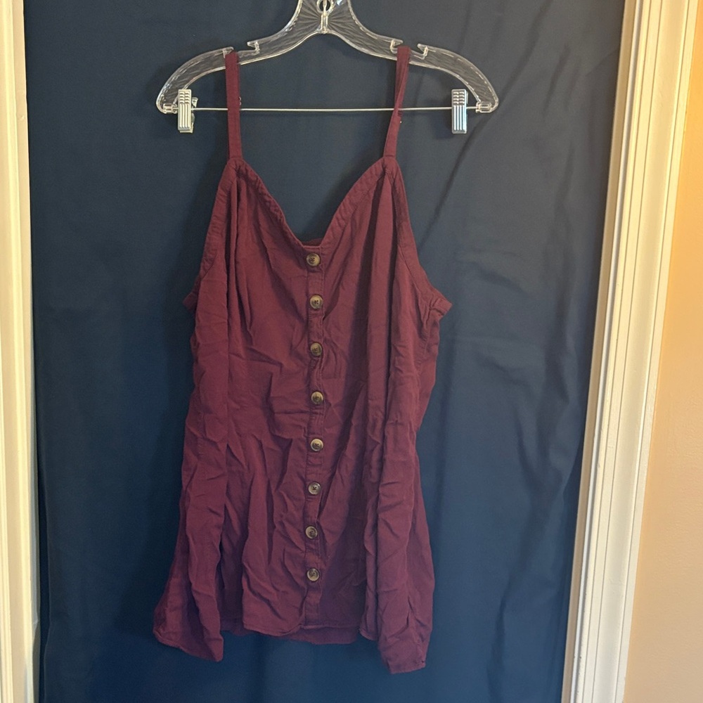 Women's Burgundy Button-Down Camisole